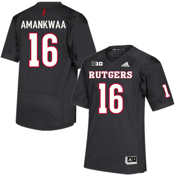 Men #16 Thomas Amankwaa Rutgers Scarlet Knights College Football Jerseys Sale-Black